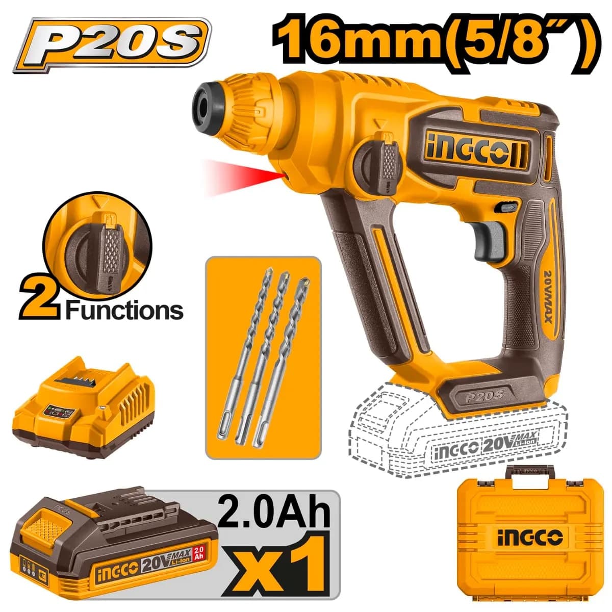 20v cordless rotary hammer 16mm(5/8)